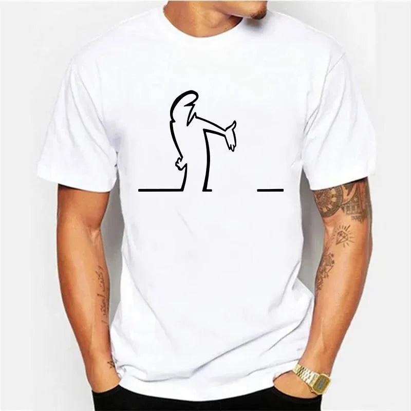 DOUSE Men's La Linea Comic Graphic Tee – Cotton Funny Print Short Sleeve