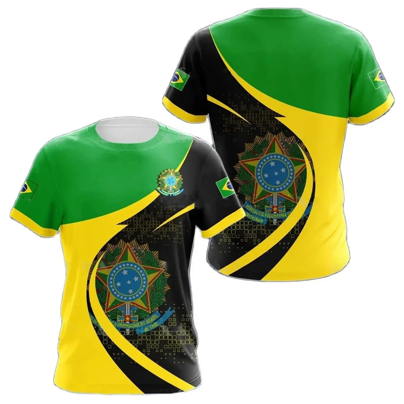 Men's Brazilian Flag 3D Oversized Print T-Shirt