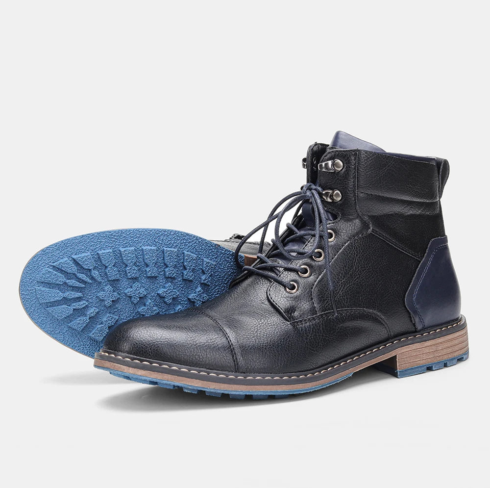 Men's Retro Zip Leather Ankle Boots