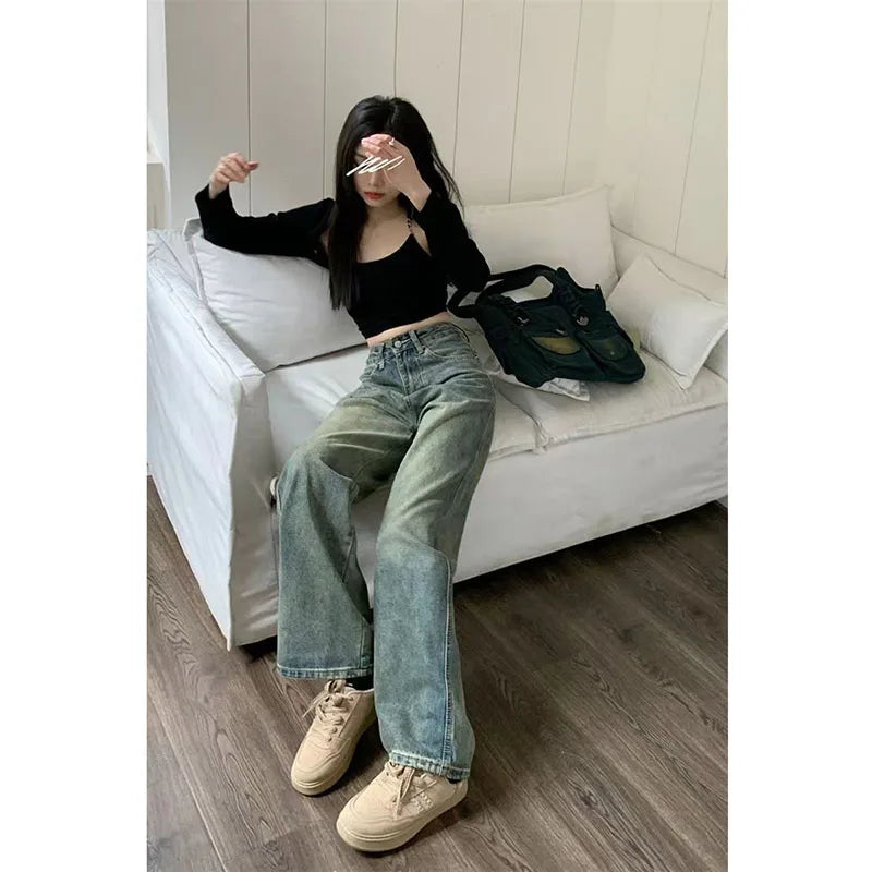 Women's Y2K High-Waist Baggy Wide-Leg Jeans