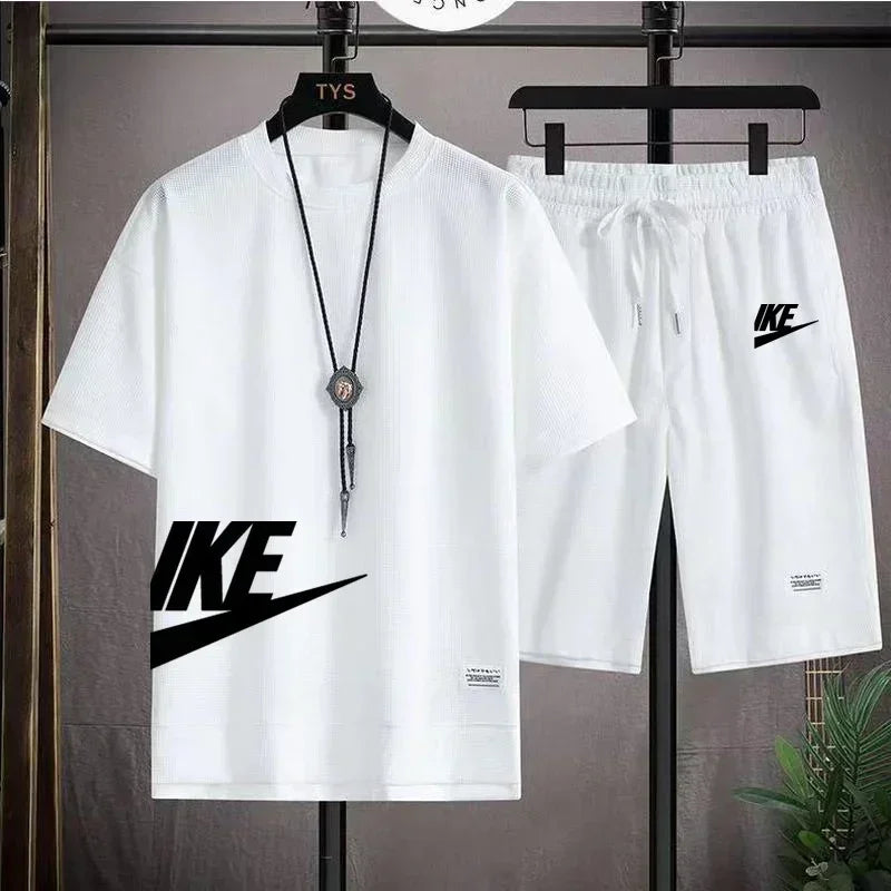 Men's Casual Printed T-Shirt & Shorts Set