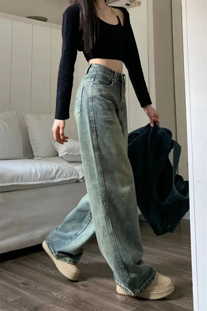 Women's Y2K High-Waist Baggy Wide-Leg Jeans