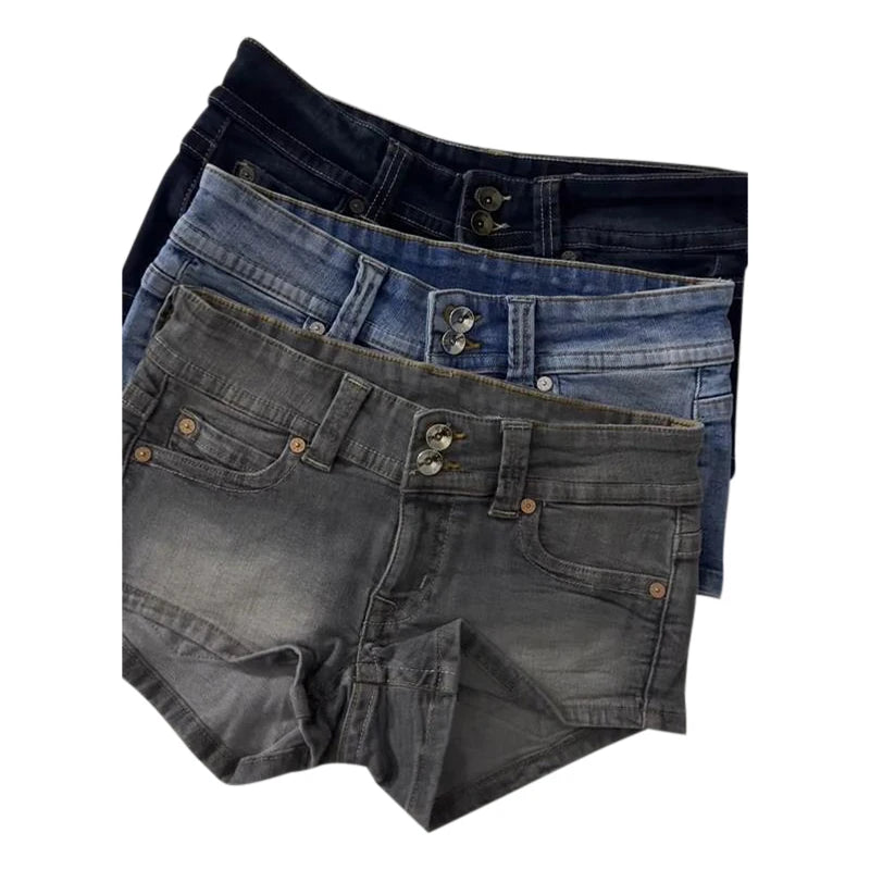 Women's Low-Waist Denim Mini Shorts