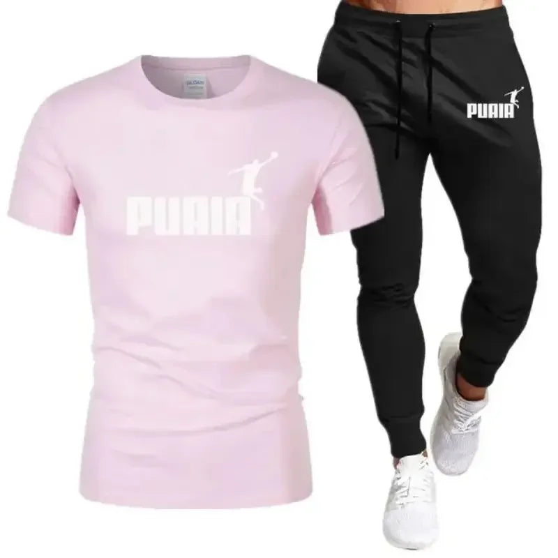 Men's Printed Leisure T-Shirt & Shorts Set