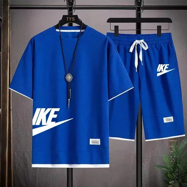 Men's Casual Printed T-Shirt & Shorts Set