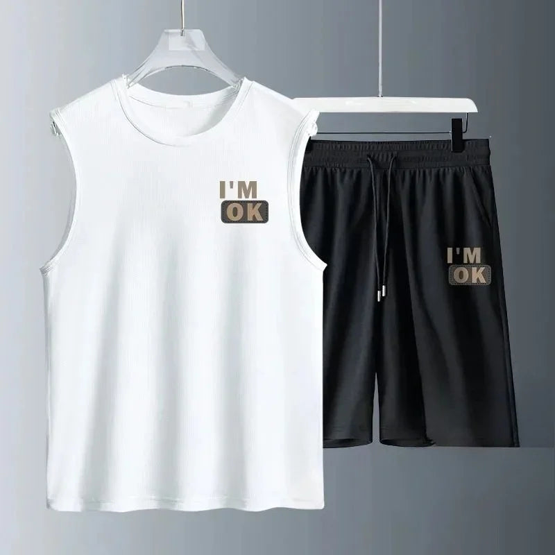Men's Harajuku Basketball Sports 2-Piece Set