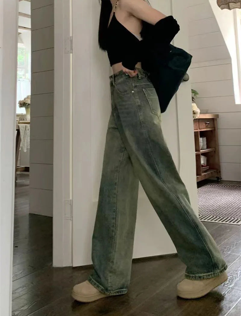 Women's Y2K High-Waist Baggy Wide-Leg Jeans
