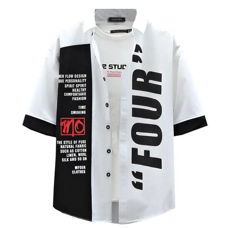 Men's Japanese Punk Street Print Shirt