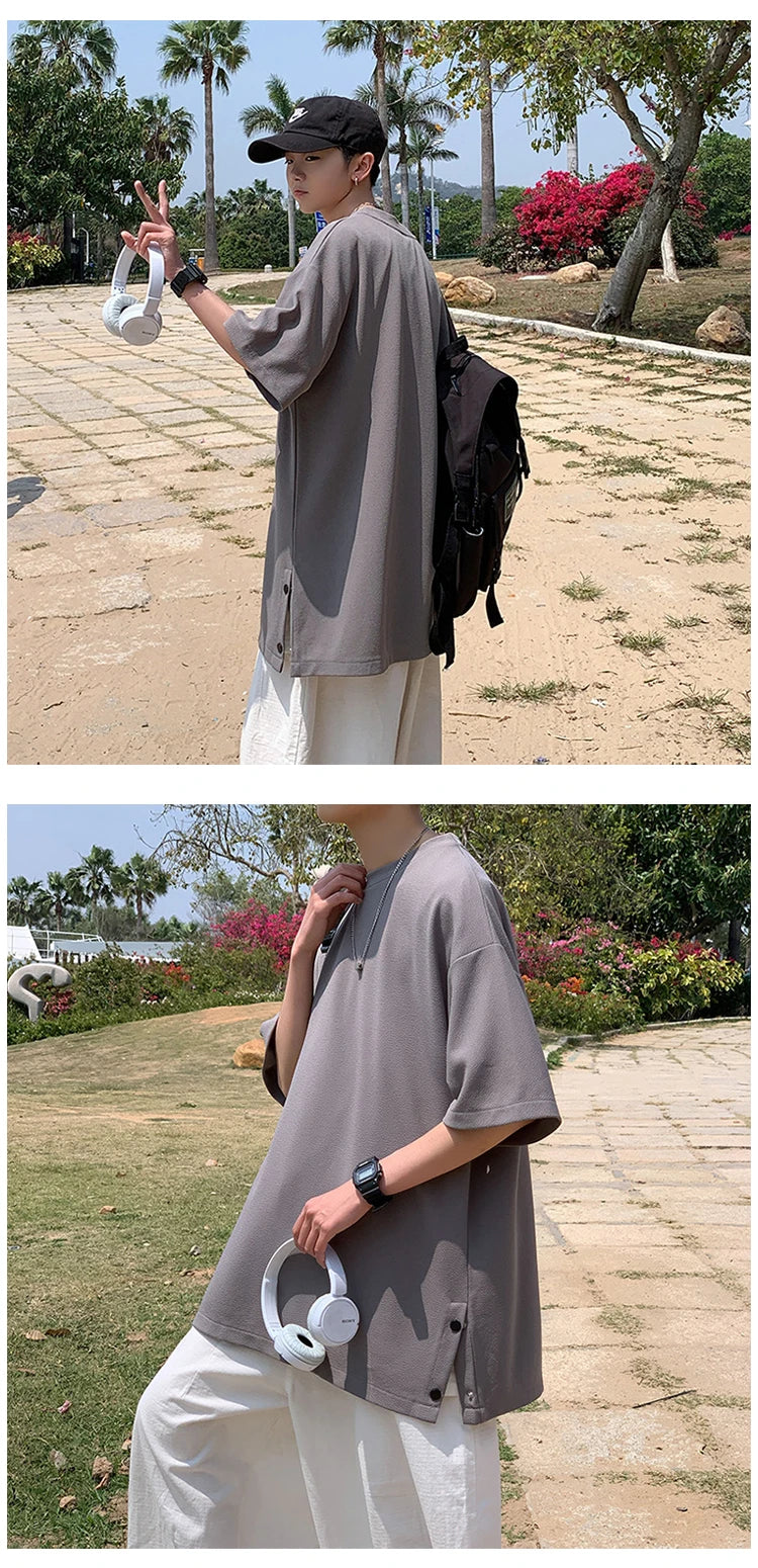 Men's Oversized Side-Slit Basic T-Shirt