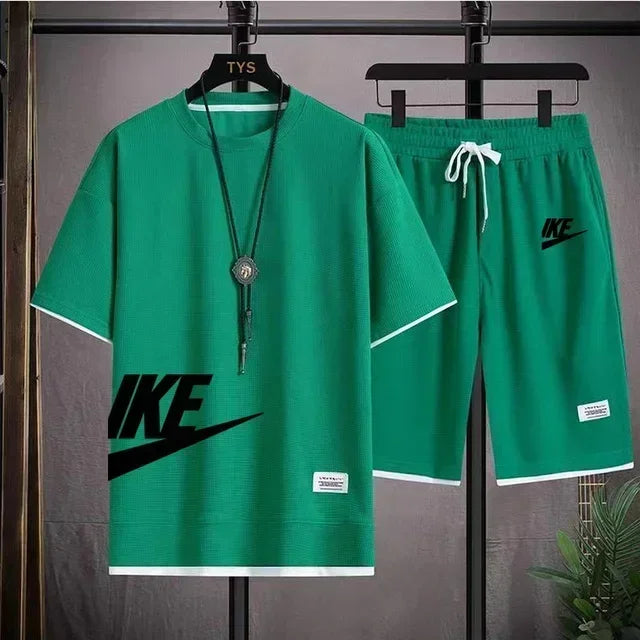 Men's Casual Printed T-Shirt & Shorts Set