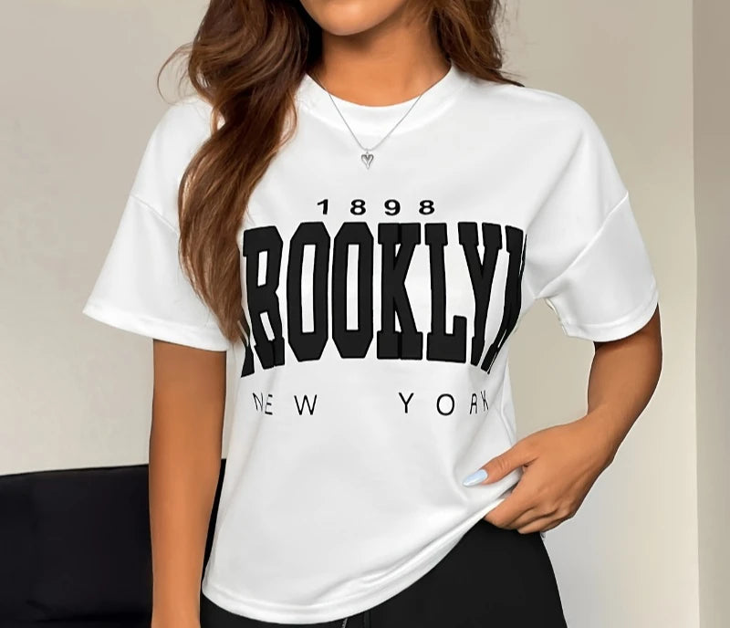 Women's Cartoon Print T-Shirt & Shorts Set