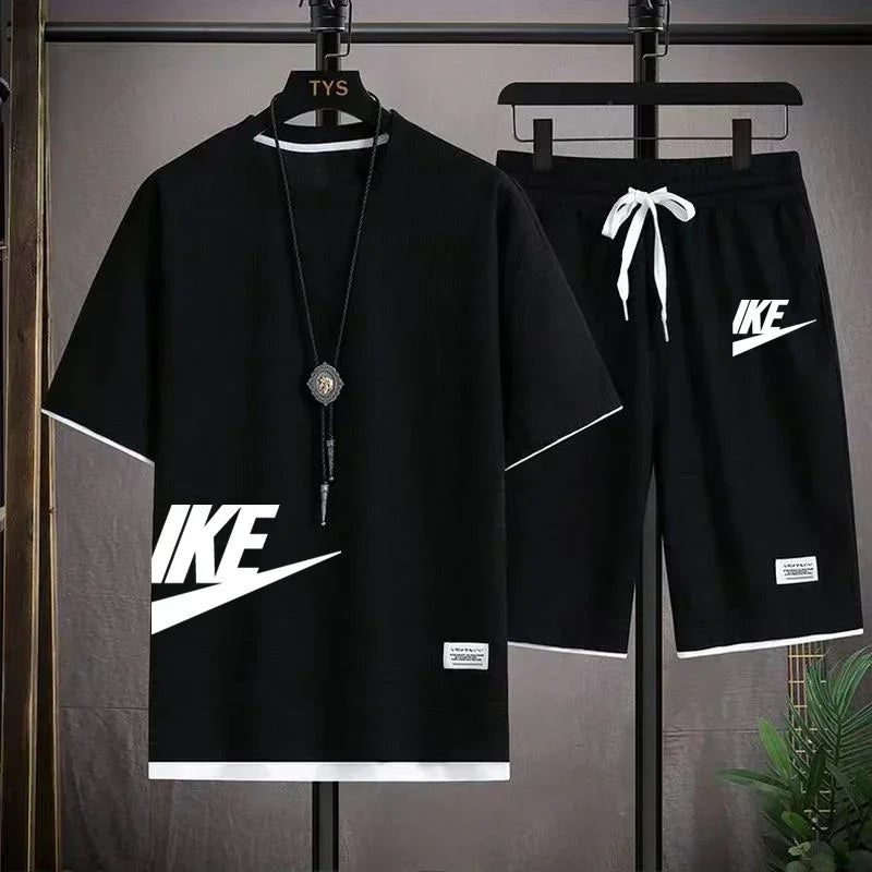 Men's Casual Printed T-Shirt & Shorts Set