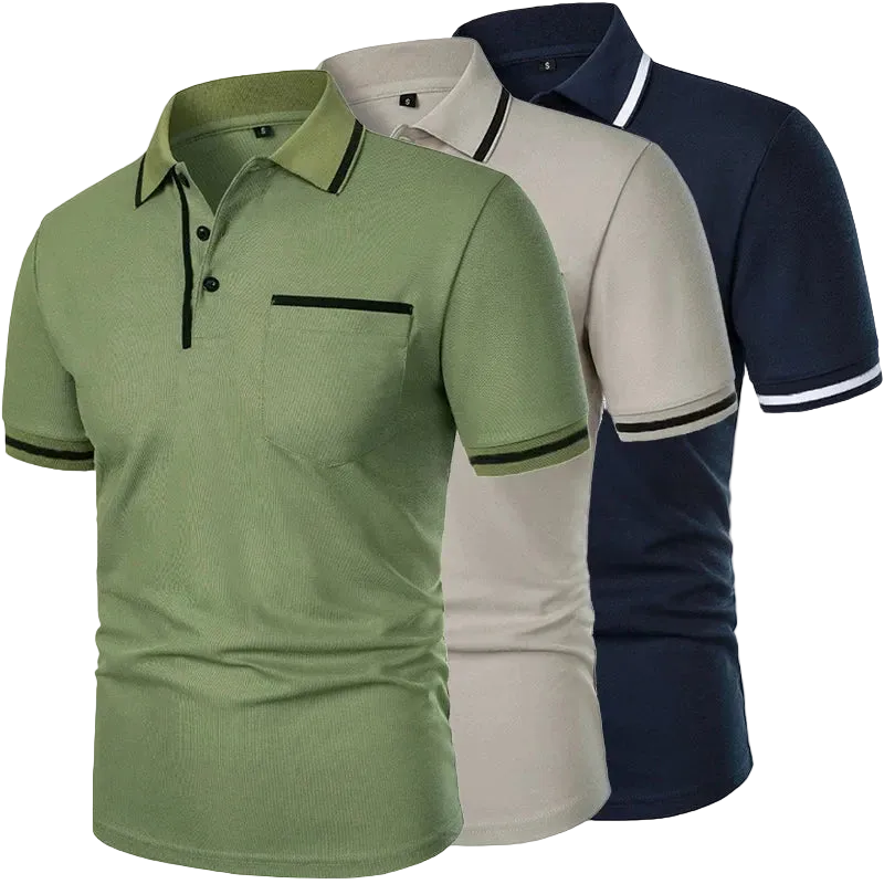 DOUSE Men's Splice Pocket Polo Shirt – Breathable Casual Summer Tee