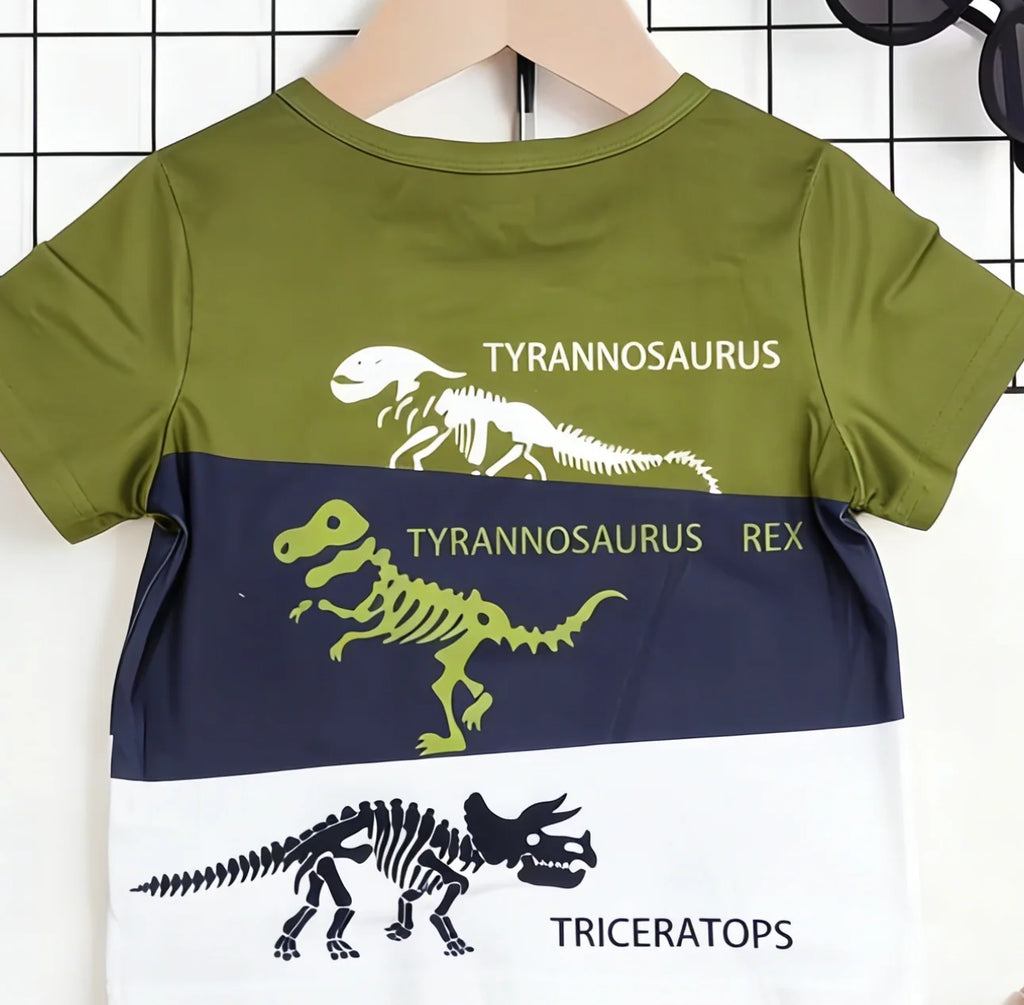 Boys' Dinosaur Skeleton Print T-Shirt & Shorts Set