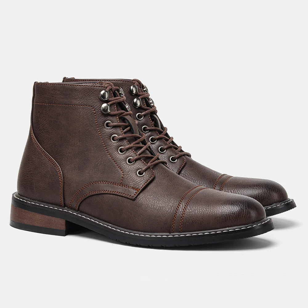 Men's Retro Zip Leather Ankle Boots