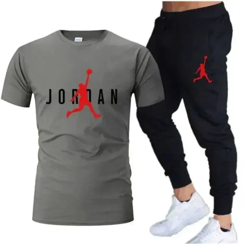 Men's Printed Leisure T-Shirt & Shorts Set