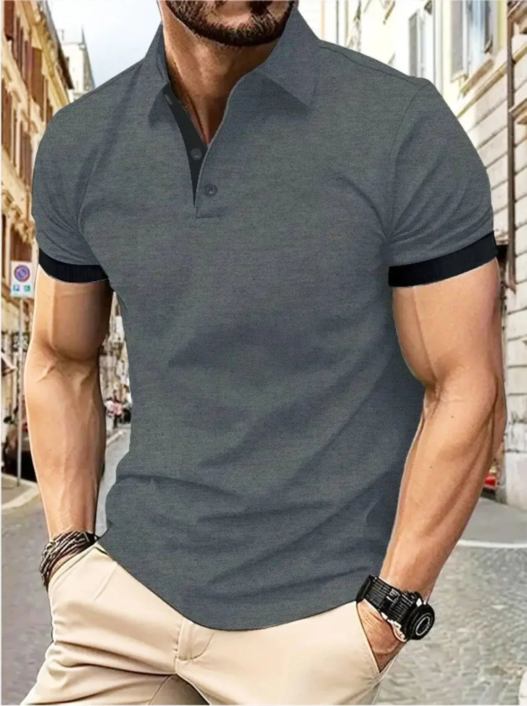 Men's 3D Pattern Print Polo Shirt
