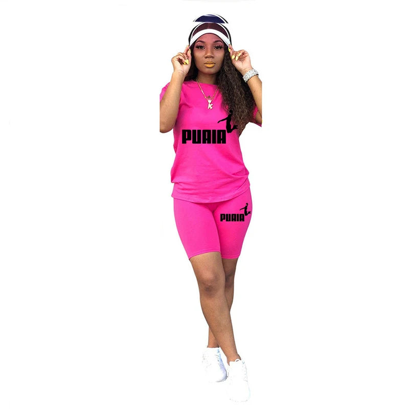 Women's O-Neck T-Shirt & Shorts Tracksuit Set
