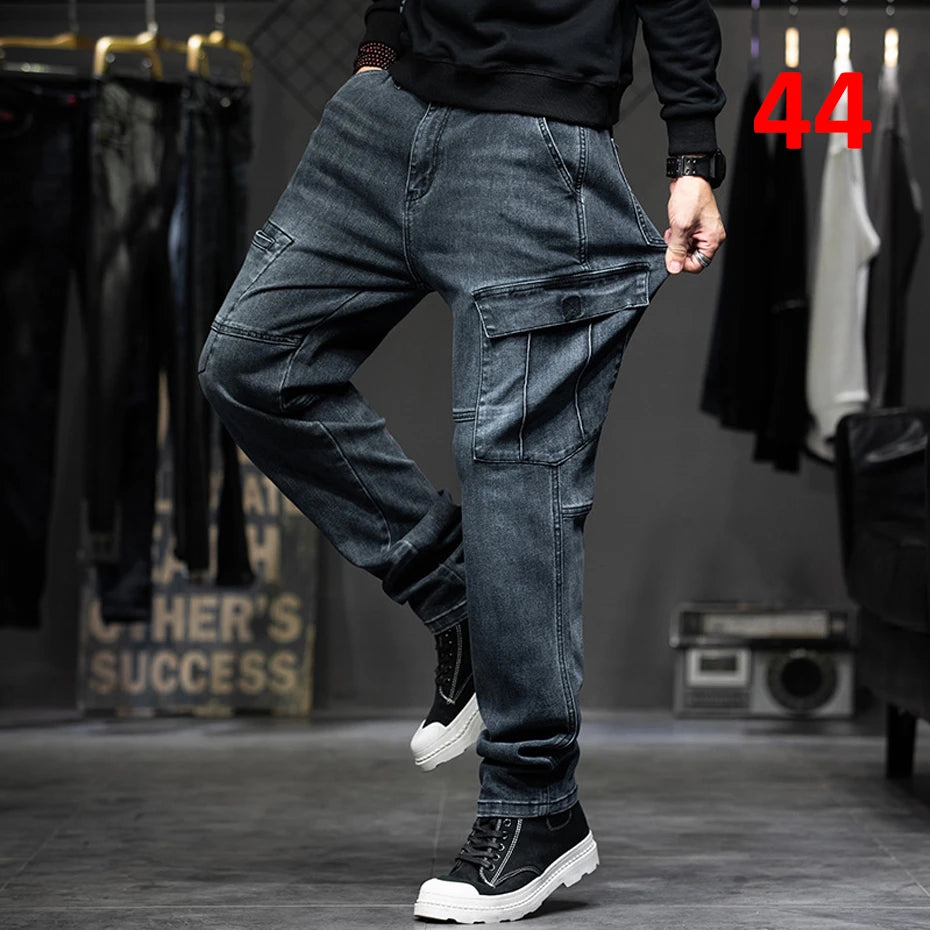 Men's Plus Size Cargo Baggy Denim Jeans