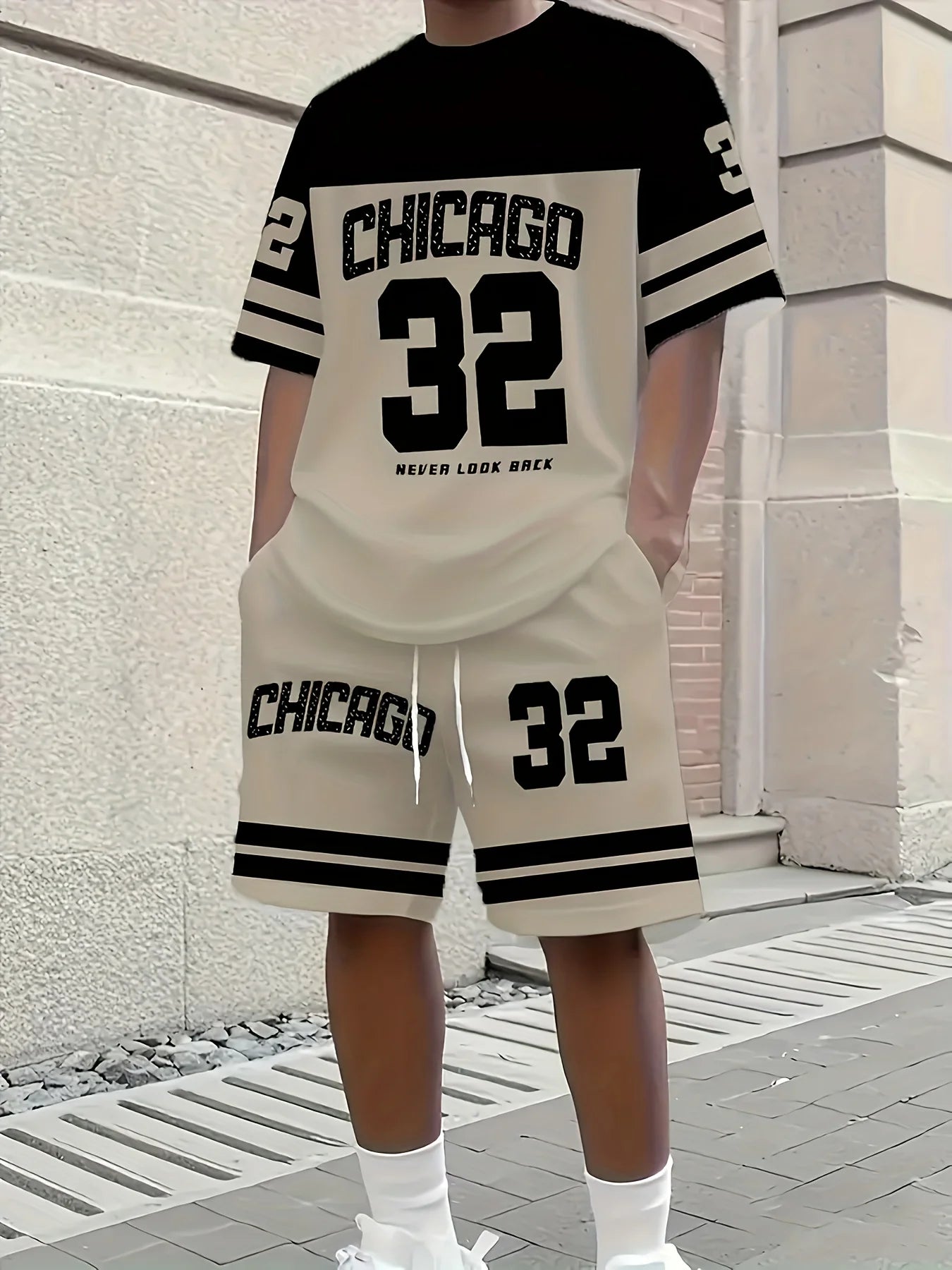 Men's Chicago Print T-Shirt & Shorts Set