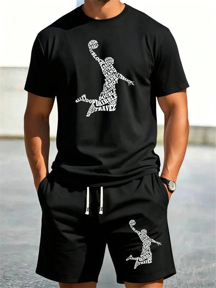 Men's Round-Neck T-Shirt & Athletic Shorts Set