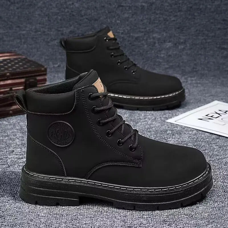 Men's High-Top Motorcycle Lace-Up Boots
