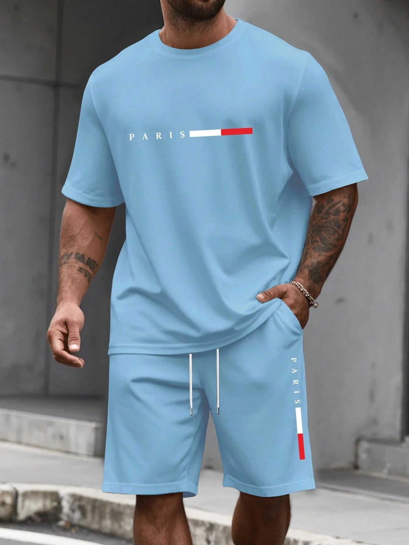 Men's O-Neck T-Shirt & Shorts Casual Set