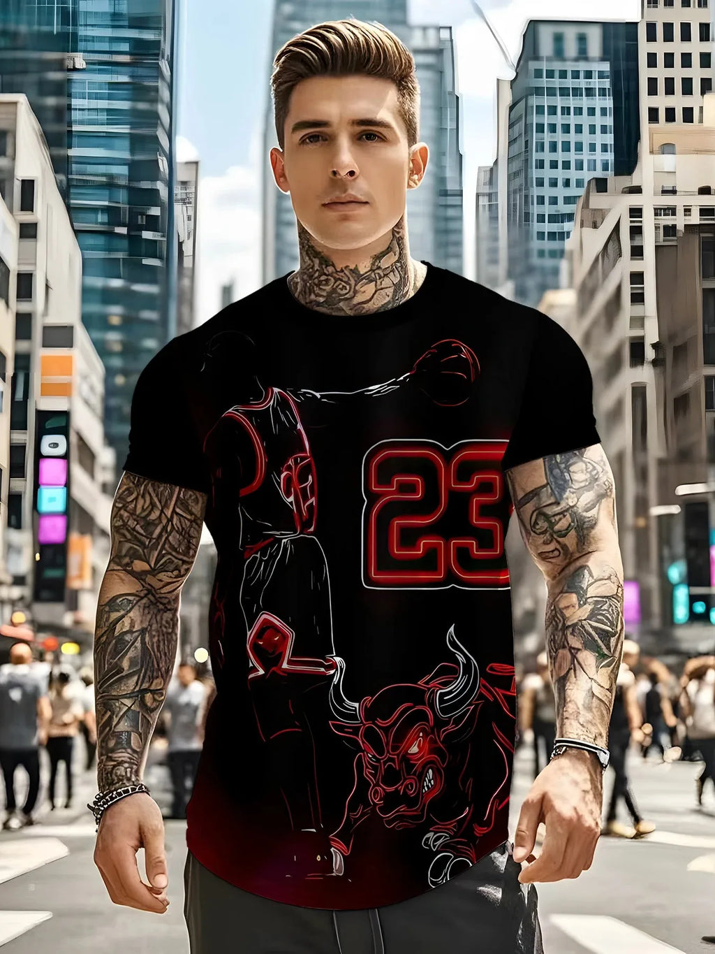 Men's 3D Digital Print Casual T-Shirt