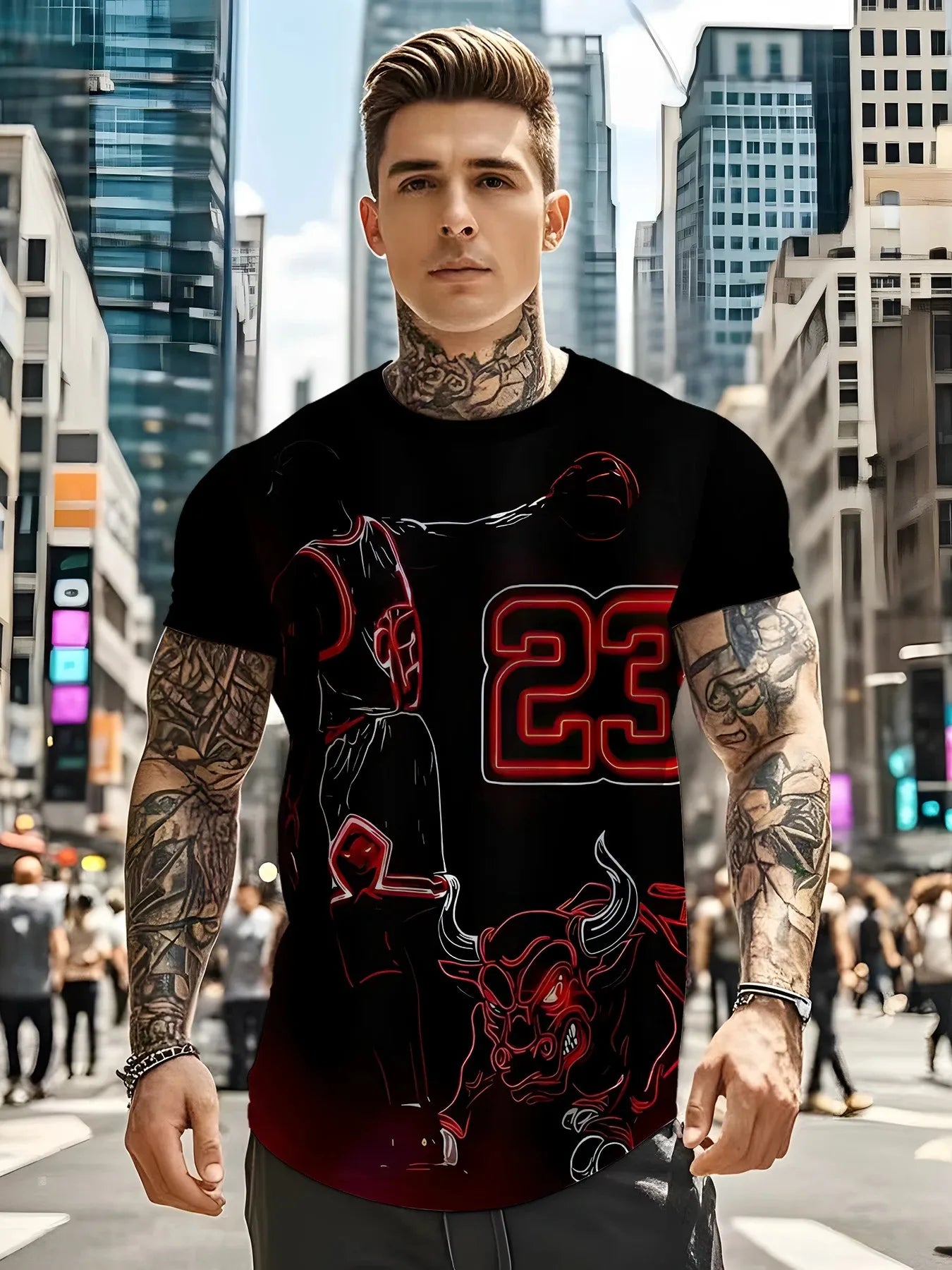 Men's 3D Digital Print Casual T-Shirt
