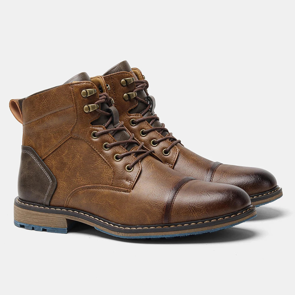 Men's Retro Zip Leather Ankle Boots