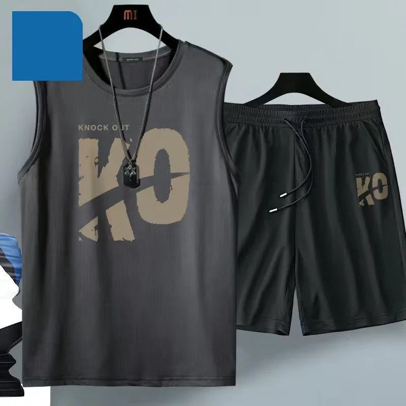 Men's Harajuku Basketball Sports 2-Piece Set
