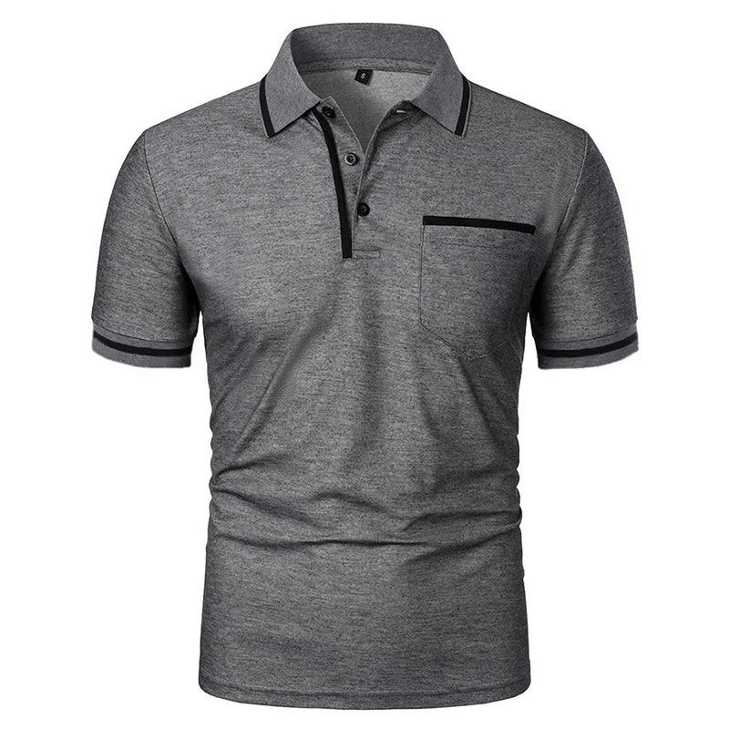DOUSE Men's Splice Pocket Polo Shirt – Breathable Casual Summer Tee