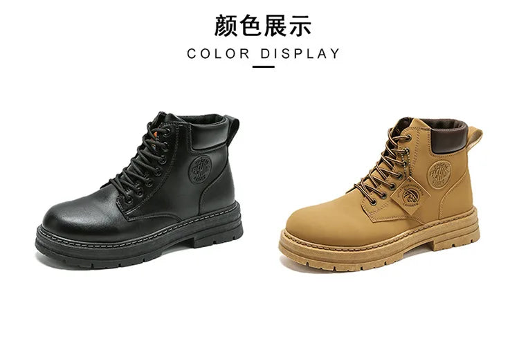 Men's High-Top Motorcycle Lace-Up Boots