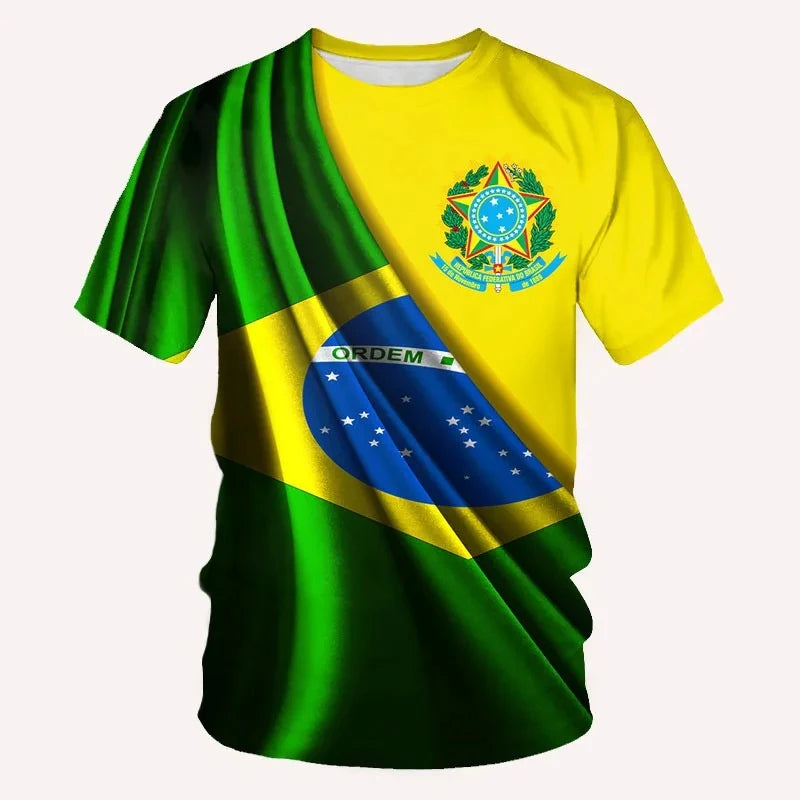 Men's Brazilian Flag 3D Oversized Print T-Shirt