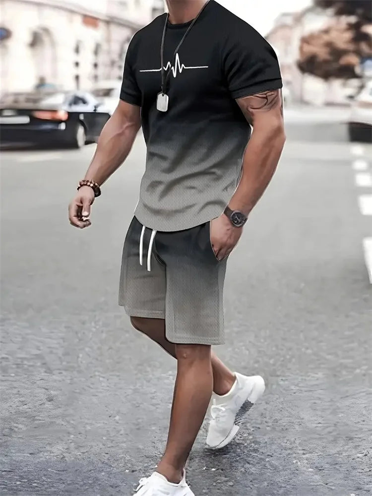Men's 3D Print Oversized T-Shirt & Shorts Set