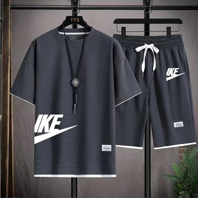 Men's Casual Printed T-Shirt & Shorts Set