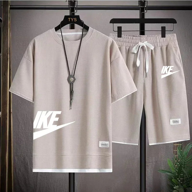 Men's Casual Printed T-Shirt & Shorts Set