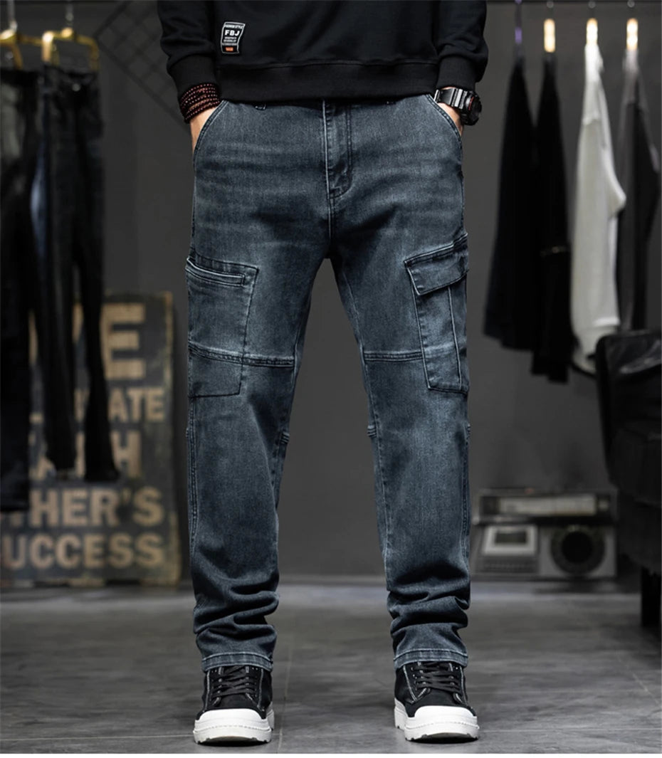 Men's Plus Size Cargo Baggy Denim Jeans