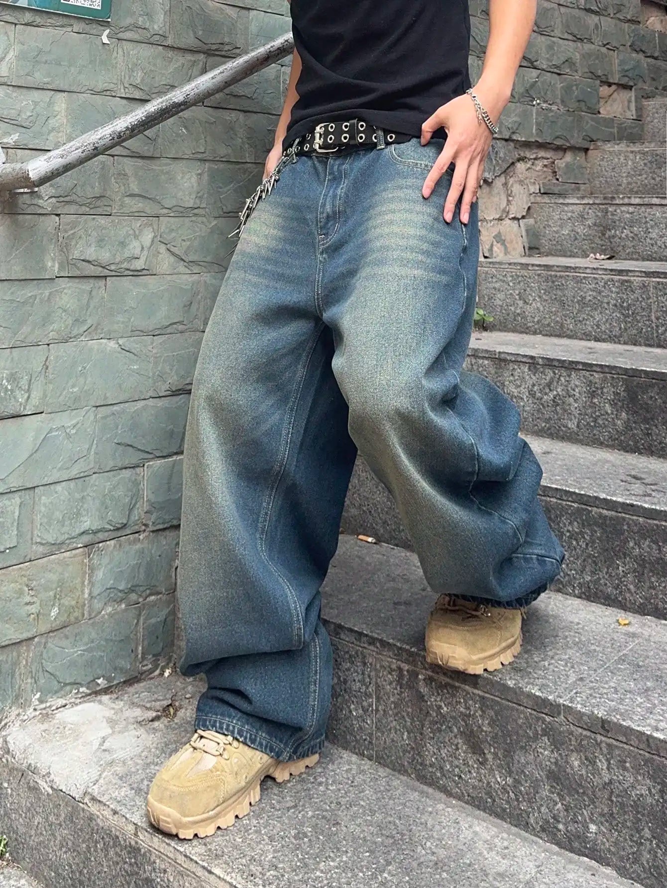 Men's Y2K Baggy Wide-Leg Denim Jeans