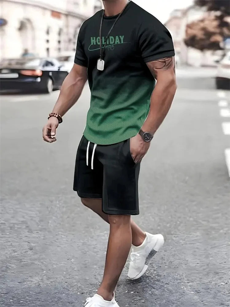 Men's 3D Print Oversized T-Shirt & Shorts Set
