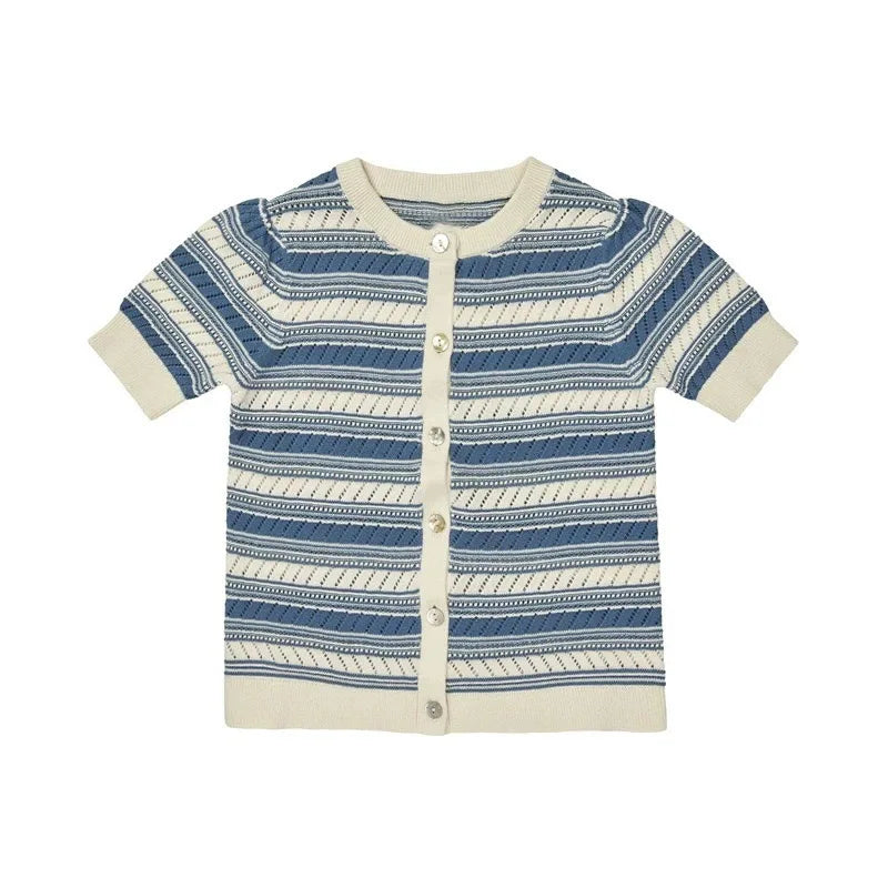 Girls' Colorful Knit Cardigan & Skirt Set