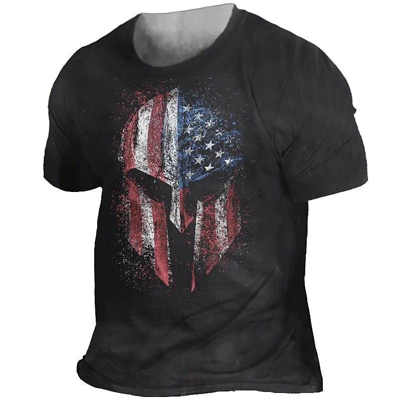 Men's Retro Sparta 3D Print Oversized T-Shirt