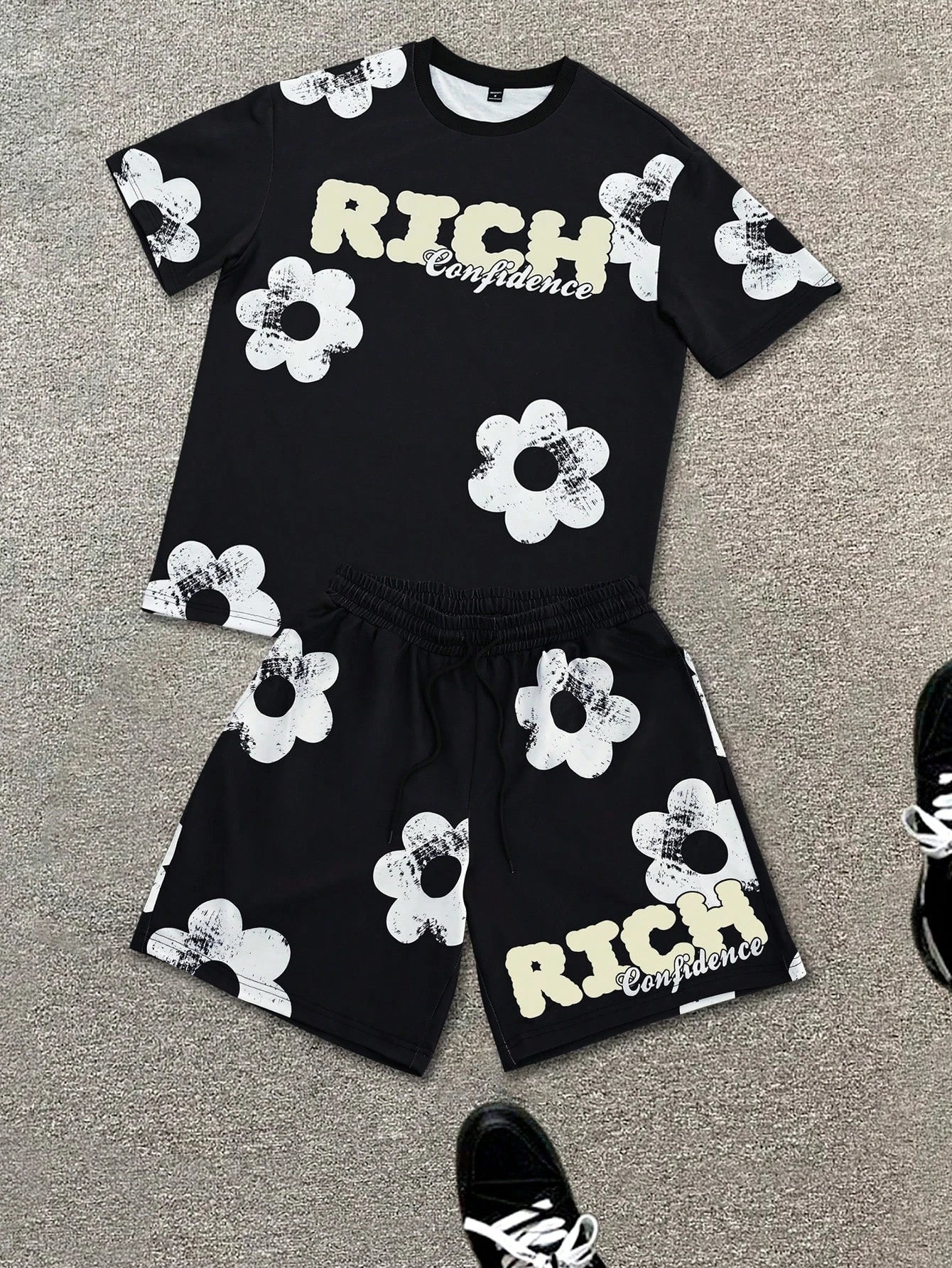 Men's Floral Graphic Tee & Shorts Set