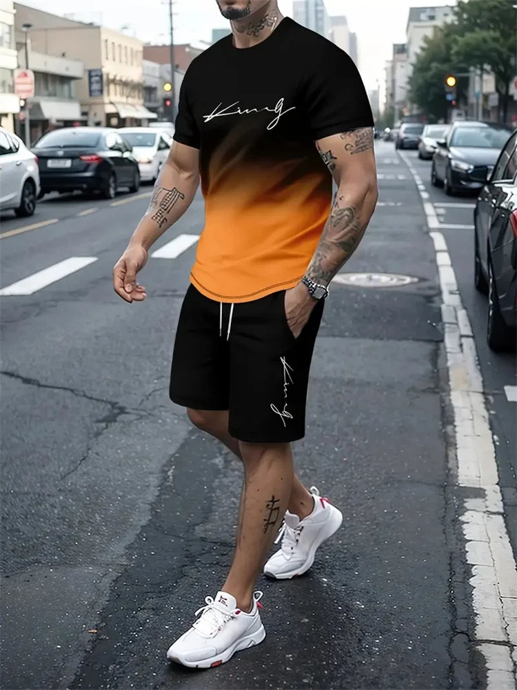 Men's 3D Print Oversized T-Shirt & Shorts Set