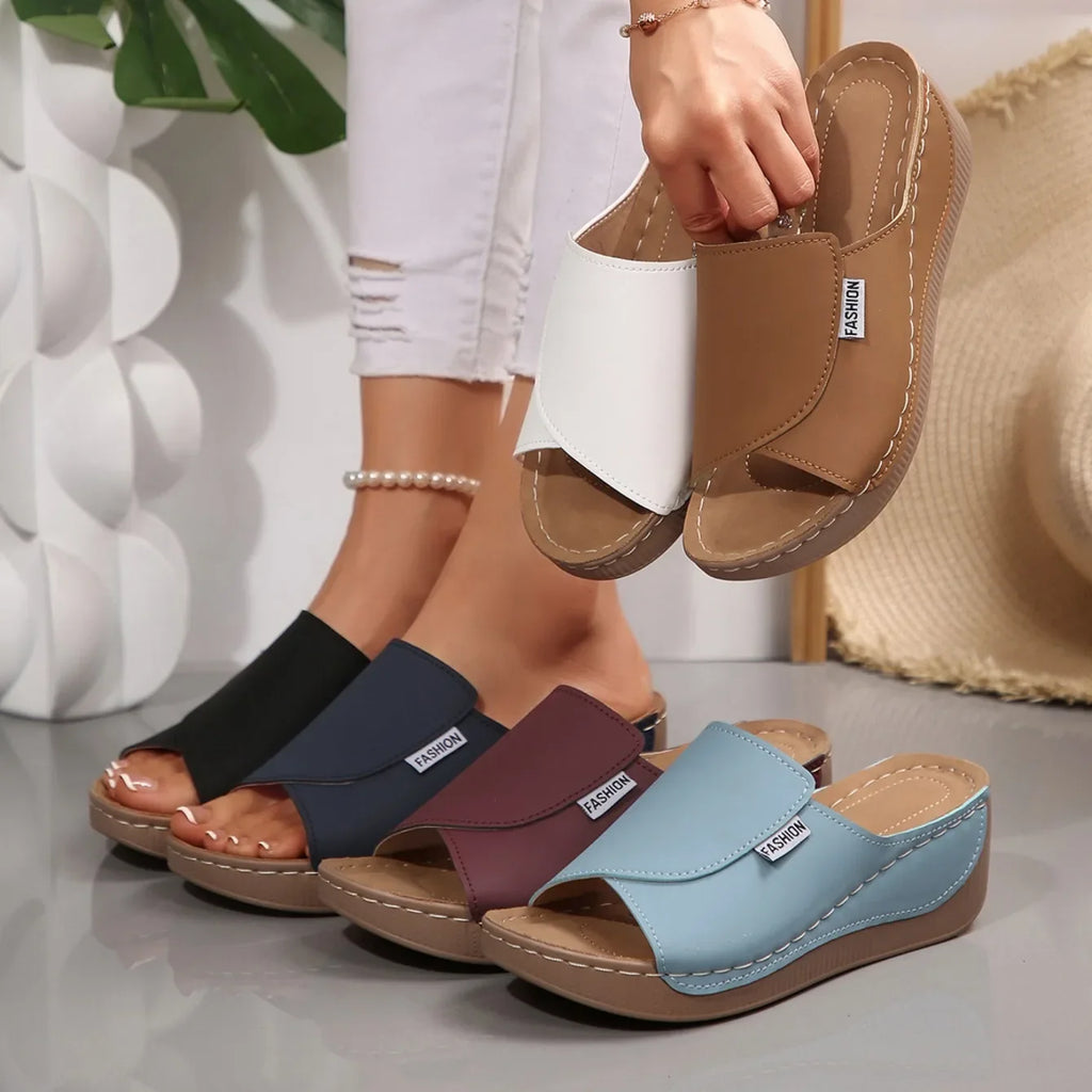 Women's Open-Toe Wedge Buckle Sandals