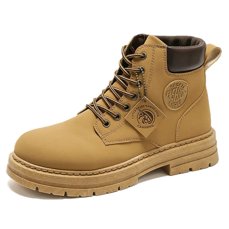 Men's High-Top Motorcycle Lace-Up Boots
