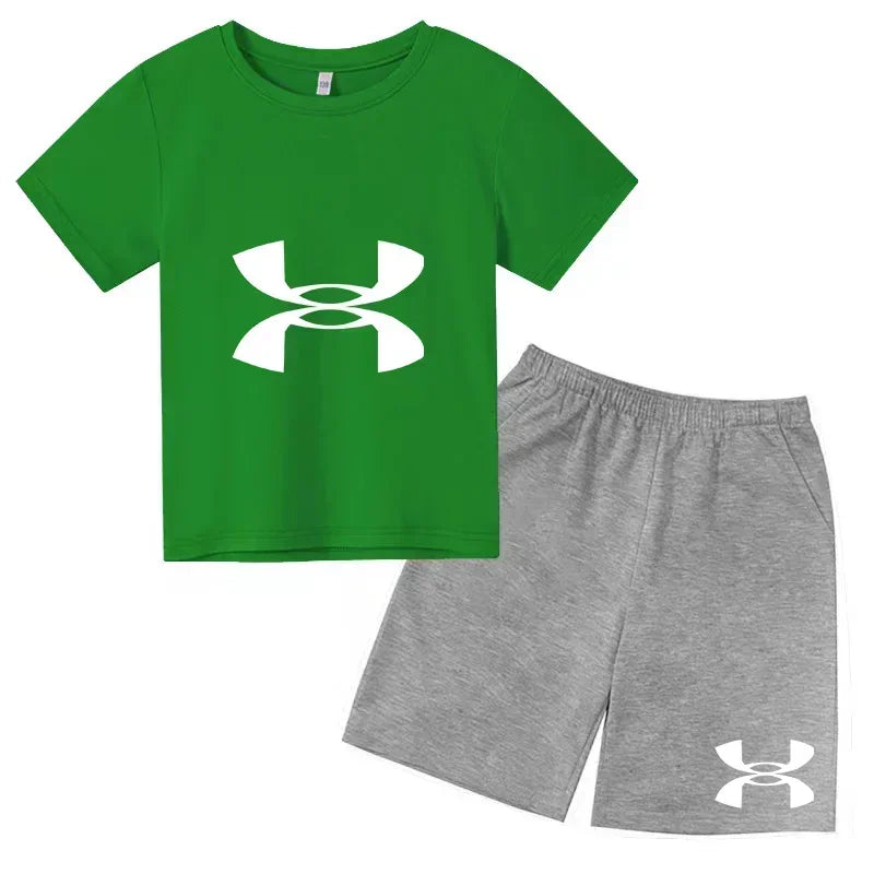 Boys' 3D Print T-Shirt & Shorts Sports Set