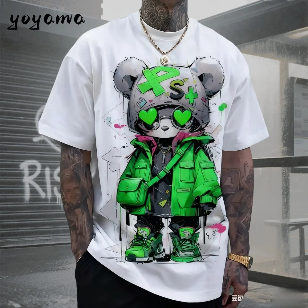 Men's 3D Retro Bear Print Quick-Dry T-Shirt