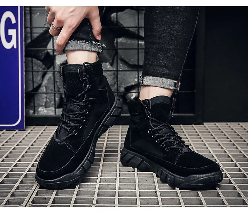 Men's Flat Sole Lace-Up Ankle Boots