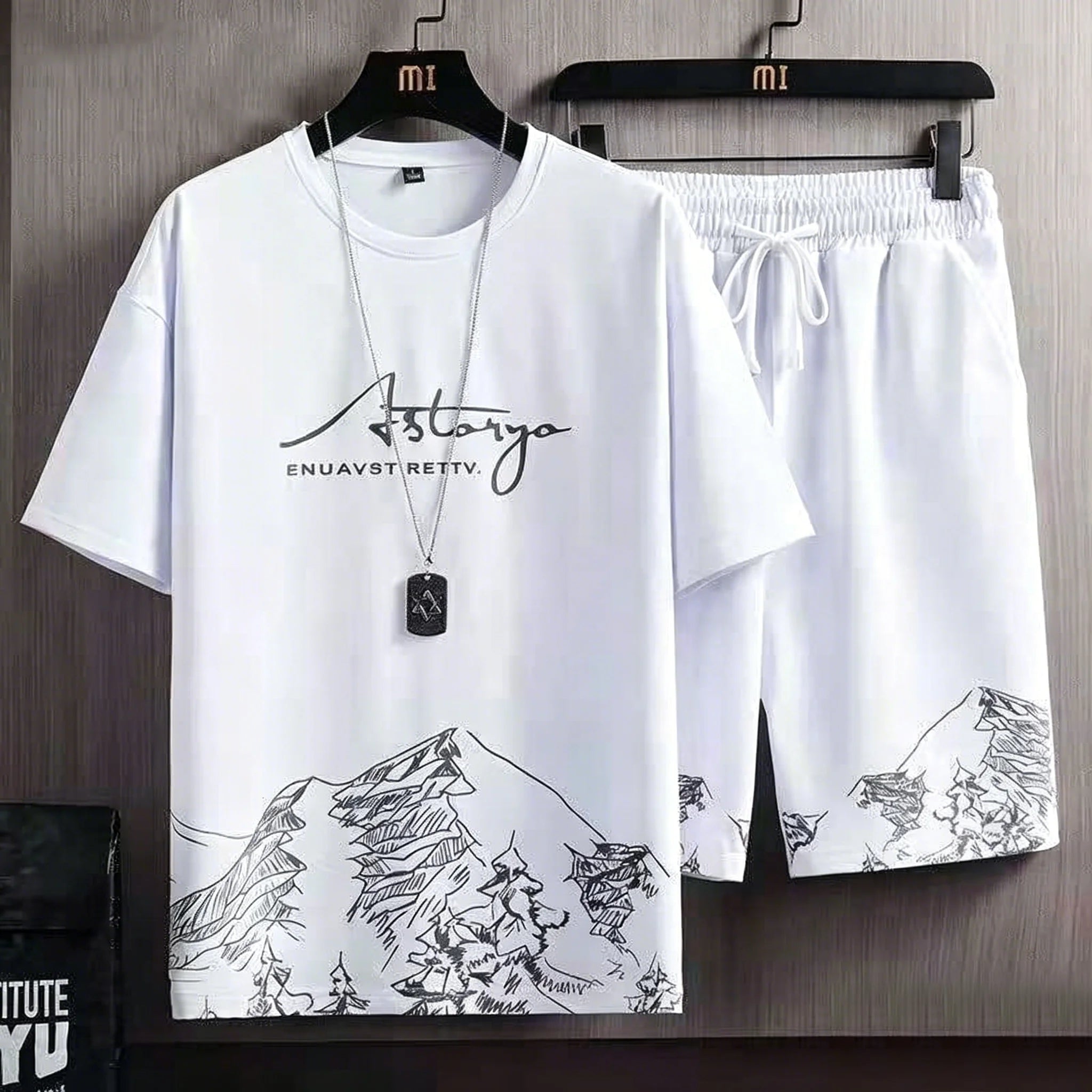 Men's Ice Silk Print Sports Tracksuit Set